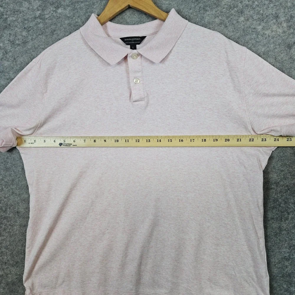 Banana Republic Heathered Pink Polo Shirt Size L Luxe Touch‎ Performance FLAWED